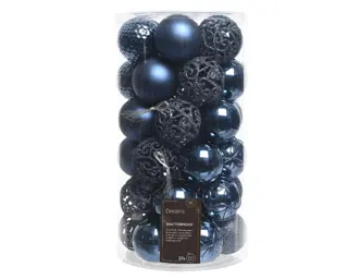 Kerstballen Mix 37 st. - Nachtblauw