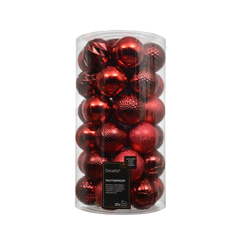 Kerstballen Mix 37 st. - Rood - afbeelding 1