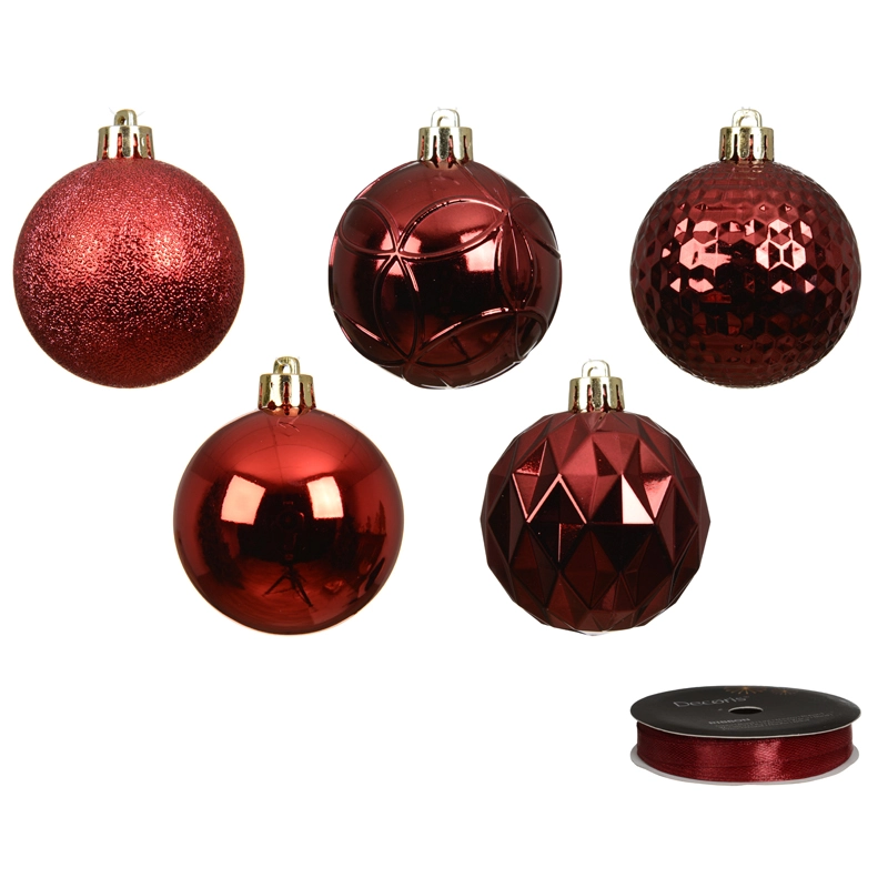 Kerstballen Mix 37 st. - Rood - afbeelding 2