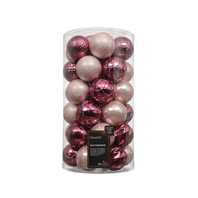 Kerstballen Mix 37 st. - Roze - afbeelding 1