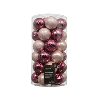 Kerstballen Mix 37 st. - Roze