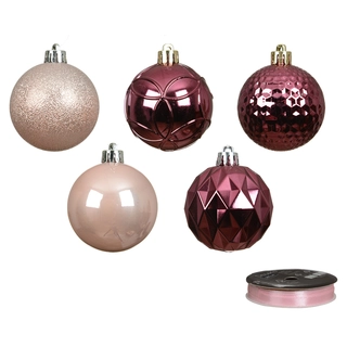 Kerstballen Mix 37 st. - Roze - afbeelding 2