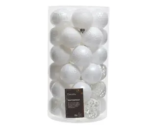 Kerstballen Mix 37 st. - Winterwit
