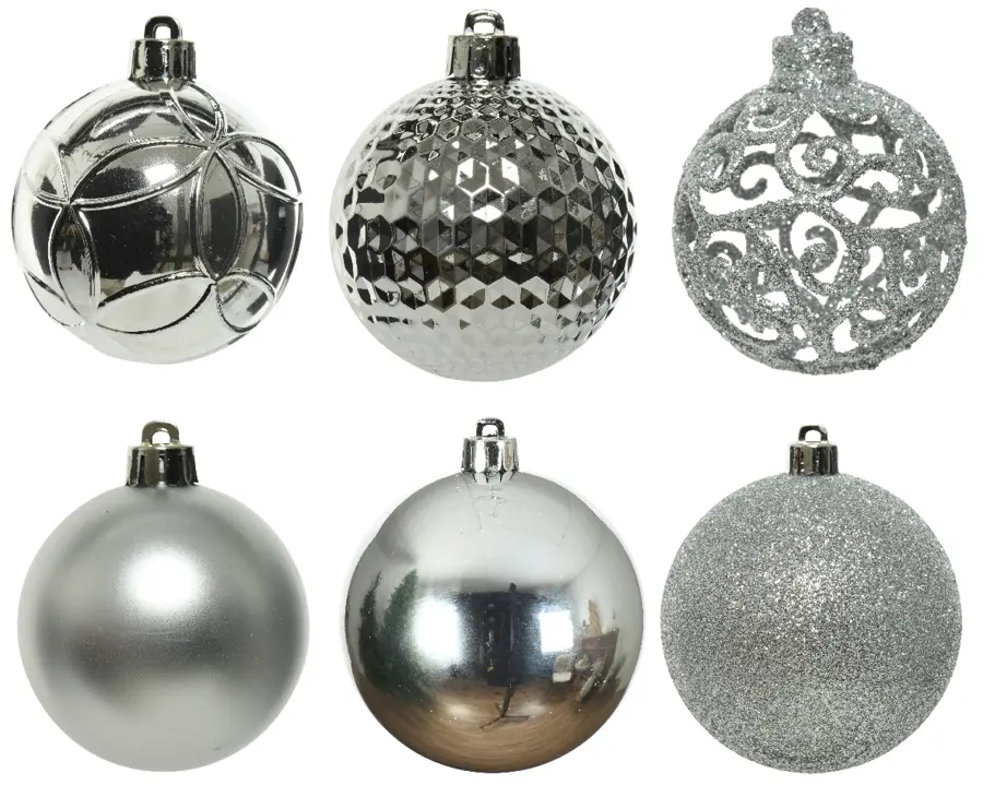 Kerstballen Mix 37 st. - Zilver - afbeelding 3
