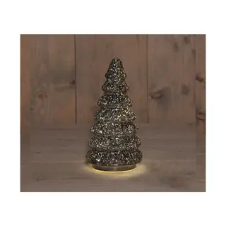 Kerstboompje Glas LED Ø9,5x18,5 cm - Metallic Antraciet