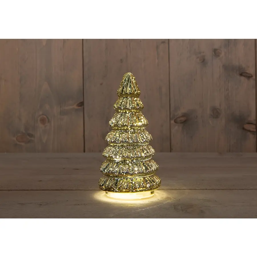 Kerstboompje Glas LED Ø9,5x18,5 cm - Metallic Goud