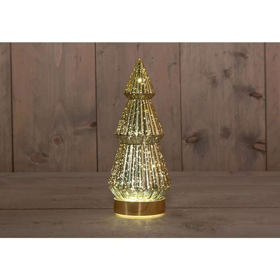 Kerstboompje Glas LED Ø10x23,5 cm - Metallic Goud