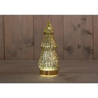 Kerstboompje Glas LED Ø10x23,5 cm - Metallic Goud