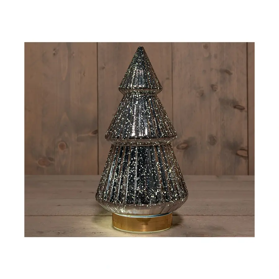Kerstboompje Glas LED Ø15x28,5 cm - Metallic Antraciet