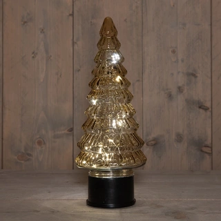Kerstboompje Glas LED Draaiend Ø13x35 cm - Amber - afbeelding 1