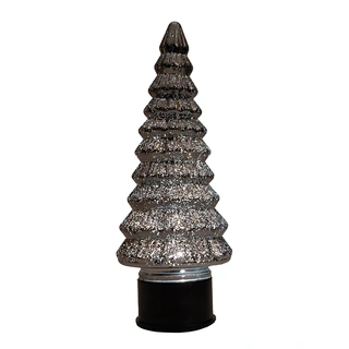 Kerstboompje Glas LED Draaiend Ø13x35 cm - Metallic Antraciet - afbeelding 2