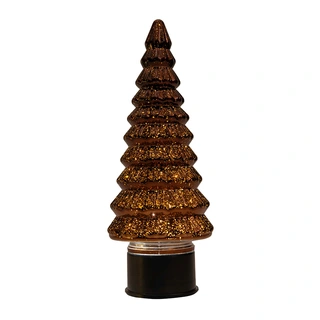 Kerstboompje Glas LED Draaiend Ø13x35 cm - Metallic Brons - afbeelding 2