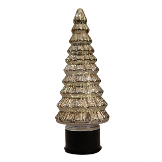 Kerstboompje Glas LED Draaiend Ø13x35 cm - Metallic Goud - afbeelding 2