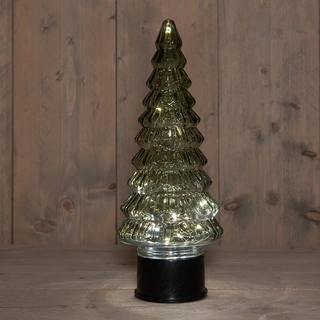Kerstboompje Glas LED Draaiend Ø13x35 cm - Groen - afbeelding 1