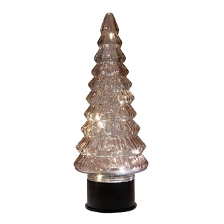 Kerstboompje Glas LED Draaiend Ø13x35 cm - Roze - afbeelding 2