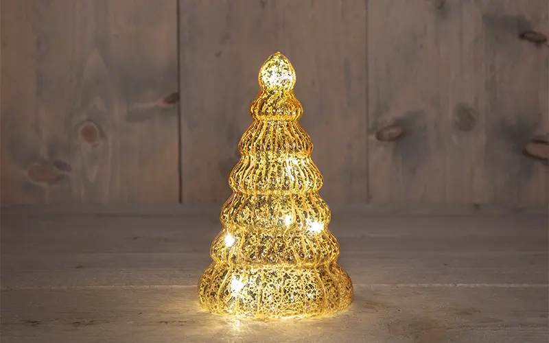 LED Kerstboompje Glas Ø10,5x17,5 cm - Goud - afbeelding 1