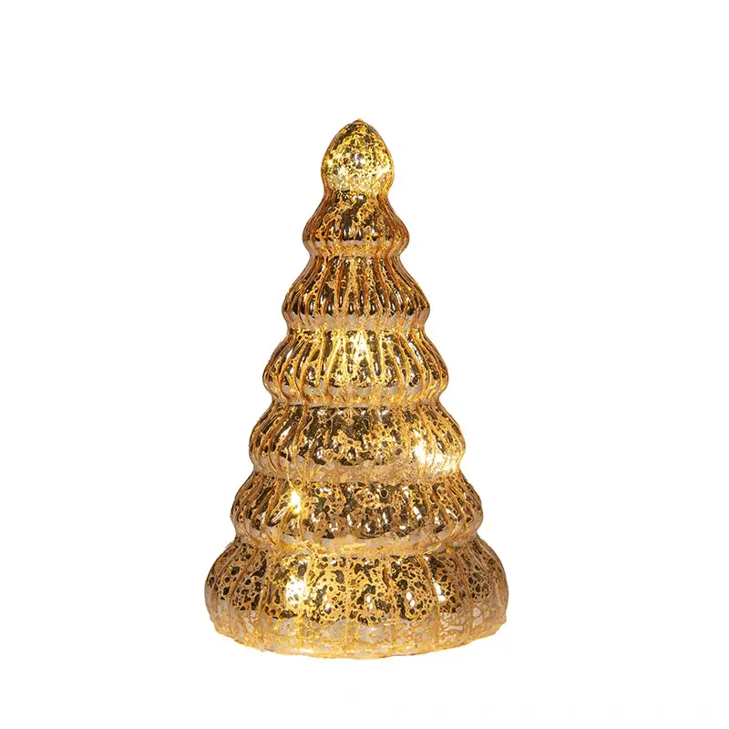 LED Kerstboompje Glas Ø10,5x17,5 cm - Goud - afbeelding 2