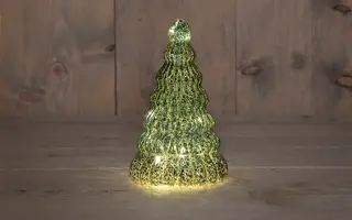 LED Kerstboompje Glas Ø10,5x17,5 cm - Groen - afbeelding 1