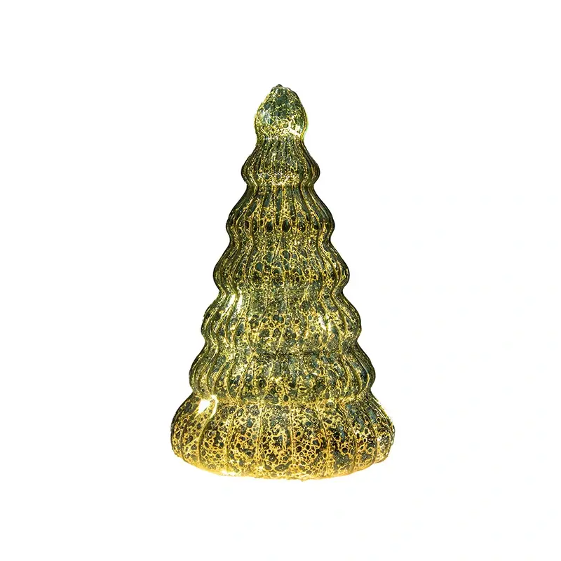 LED Kerstboompje Glas Ø10,5x17,5 cm - Groen - afbeelding 2