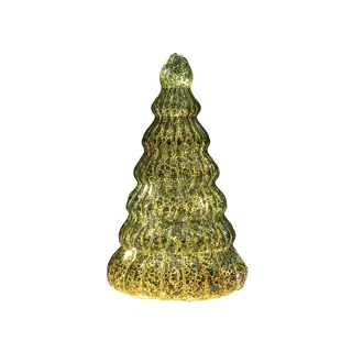 LED Kerstboompje Glas Ø10,5x17,5 cm - Groen - afbeelding 2