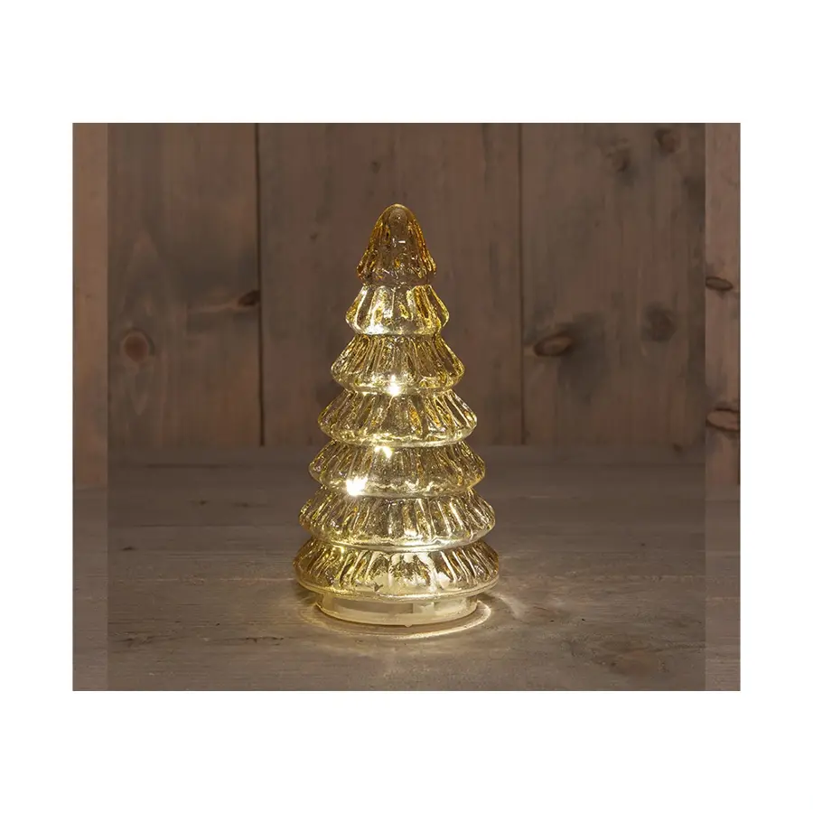 Kerstboompje Glas LED Ø9,5x18,5 cm - Amber