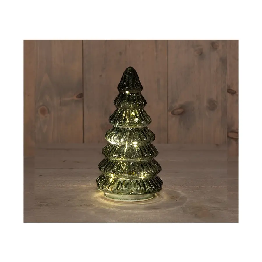 Kerstboompje Glas LED Ø9,5x18,5 cm - Groen