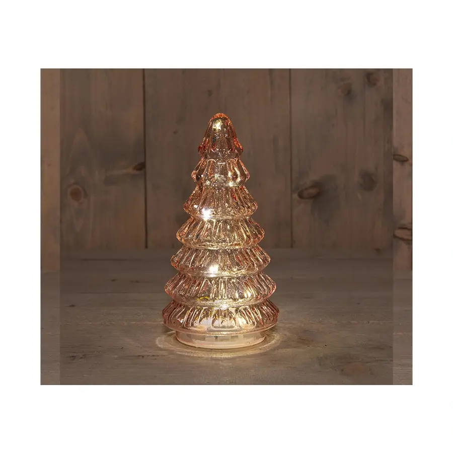 Kerstboompje Glas LED Ø9,5x18,5 cm - Roze