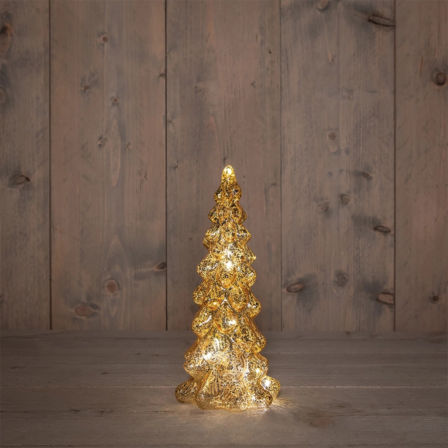 LED Kerstboompje Glas Ø11x25 cm - Goud - afbeelding 1