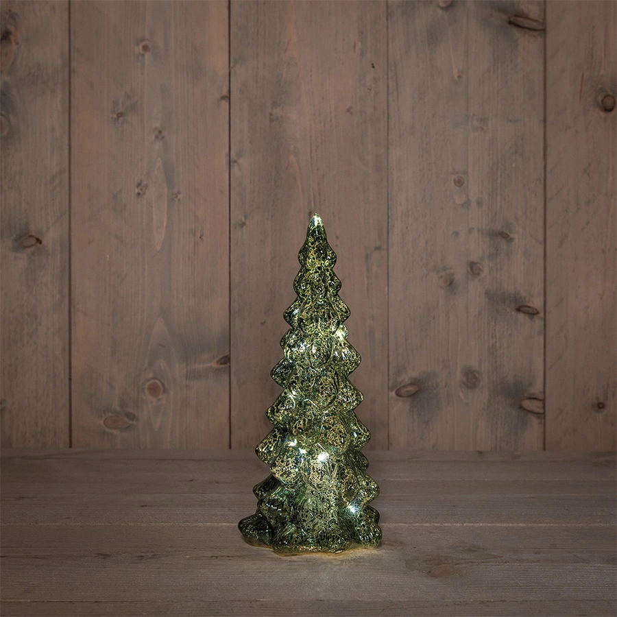 LED Kerstboompje Glas Ø11x25 cm - Groen - afbeelding 1