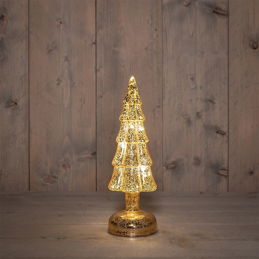 LED Kerstboompje Glas Ø9,5x27,5 cm - Goud - afbeelding 1