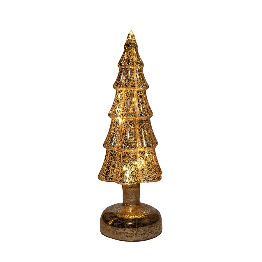 LED Kerstboompje Glas Ø9,5x27,5 cm - Goud - afbeelding 2