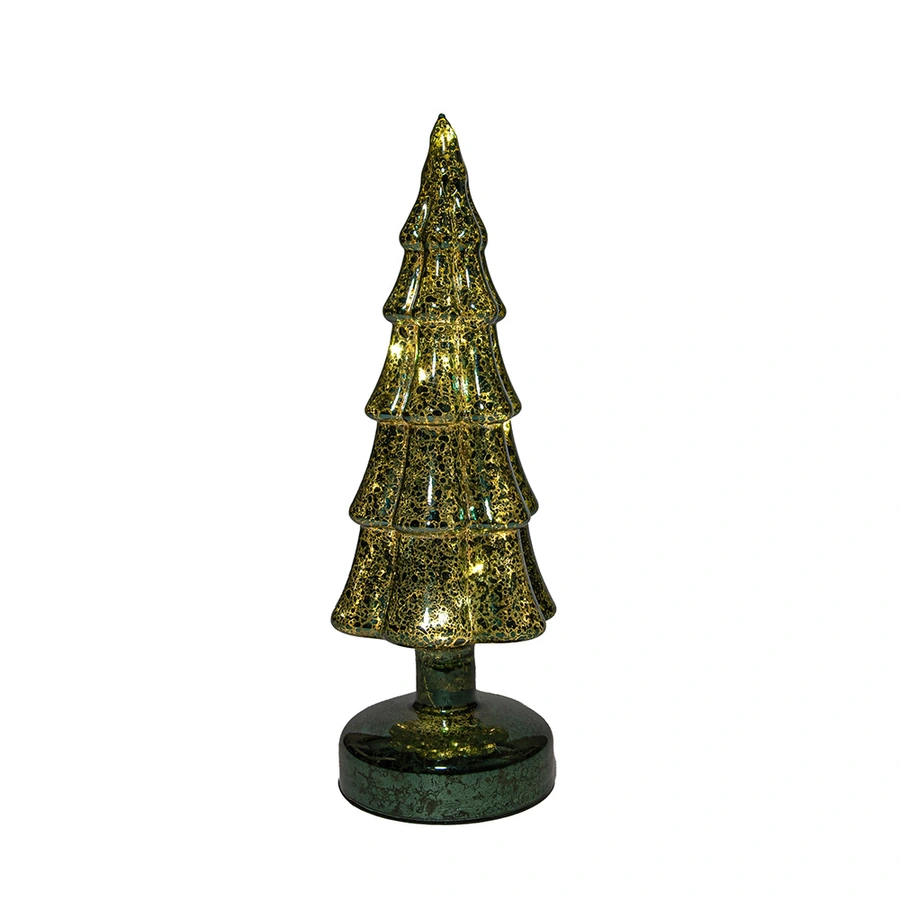 LED Kerstboompje Glas Ø9,5x27,5 cm - Groen - afbeelding 2