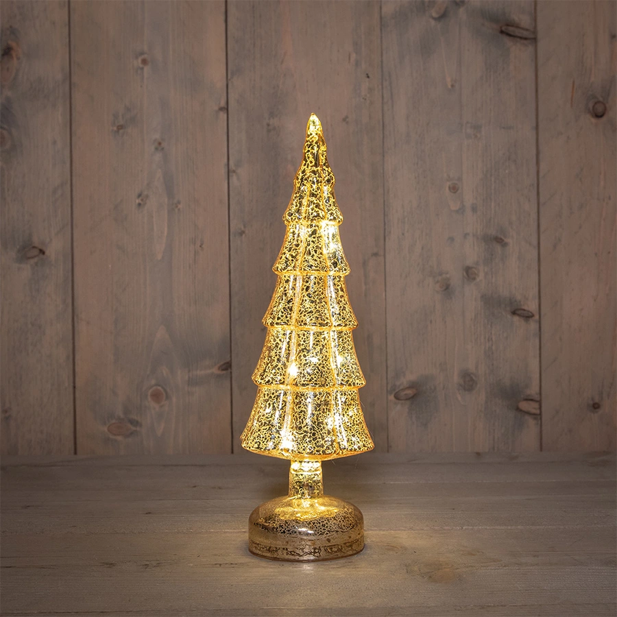 LED Kerstboompje Glas Ø11x34 cm - Goud - afbeelding 1