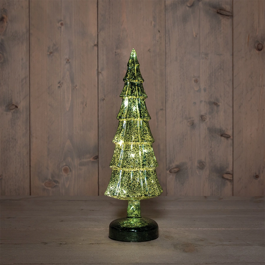 LED Kerstboompje Glas Ø11x34 cm - Groen - afbeelding 1
