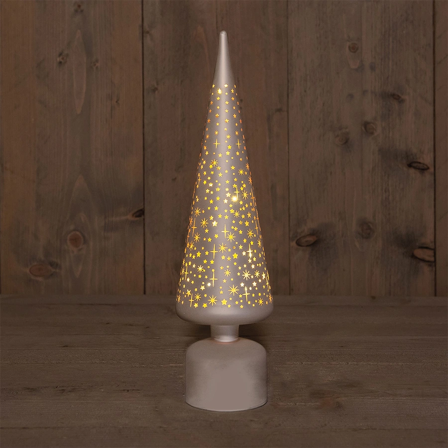 LED Boompje Glas Sterren Draaiend Ø10x39 cm - Champagne - afbeelding 1