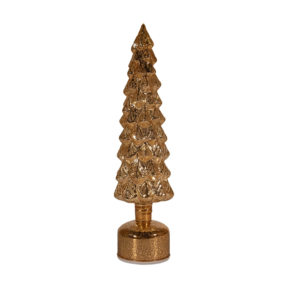 LED Kerstboompje Glas Draaiend Ø9,5x38 cm - Goud - afbeelding 2