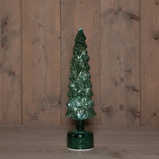 LED Kerstboompje Glas Draaiend Ø9,5x38 cm - Groen - afbeelding 1