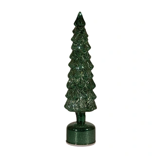 LED Kerstboompje Glas Draaiend Ø9,5x38 cm - Groen - afbeelding 2