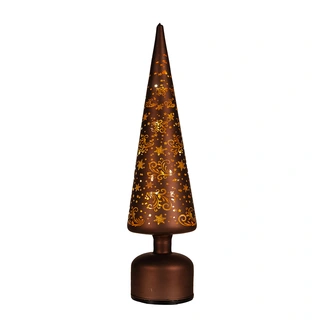 Kerstboompje Glas LED Draaiend Ø10x39 cm - Donkerbruin/Goud - afbeelding 2