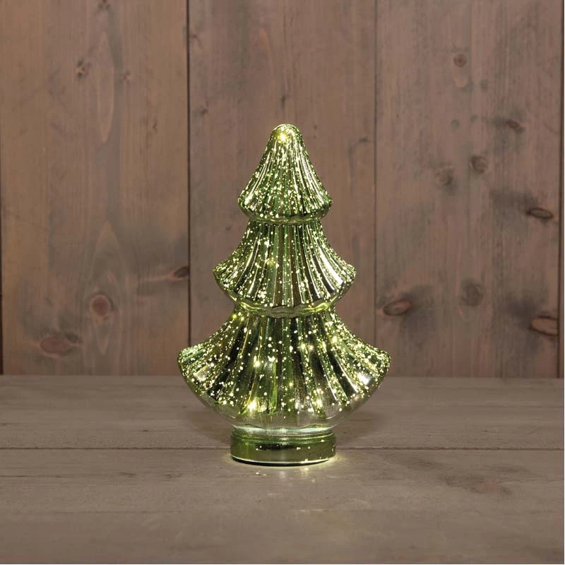 Kerstboompje Glas LED Ø9,5x15,5 cm - Metallic Groen