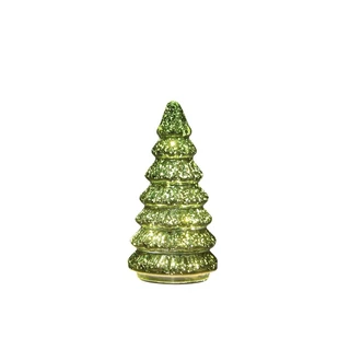 Kerstboompje Glas LED Ø9,5x18,5 cm - Metallic Groen - afbeelding 1