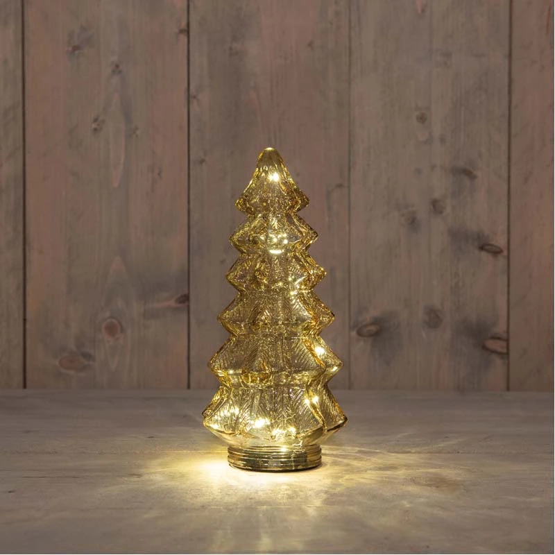 Kerstboompje Glas LED Ø13,5x26 cm - Amber - afbeelding 2