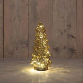Kerstboompje Glas LED Ø13,5x26 cm - Amber - afbeelding 2