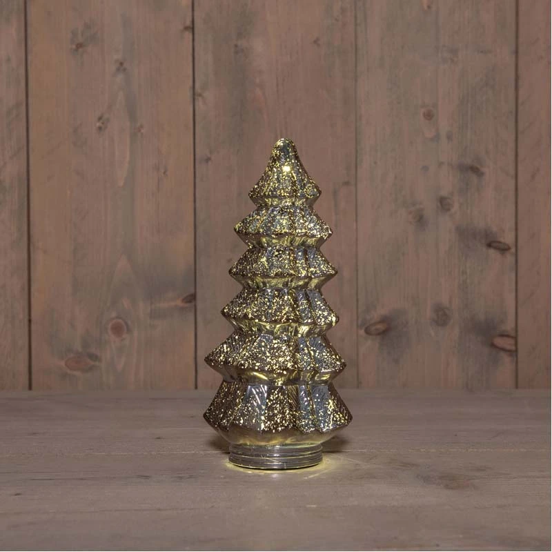 Kerstboompje Glas LED Ø13,5x26 cm - Metallic Antraciet - afbeelding 2