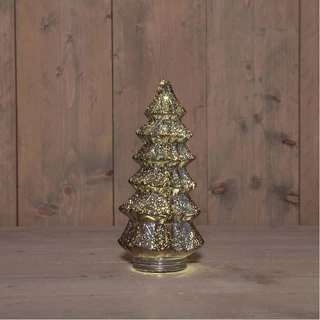 Kerstboompje Glas LED Ø13,5x26 cm - Metallic Antraciet - afbeelding 2