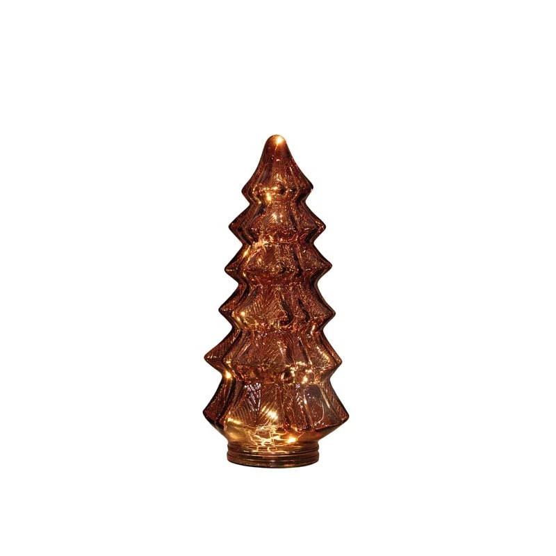 Kerstboompje Glas LED Ø13,5x26 cm - Bordeaux - afbeelding 1