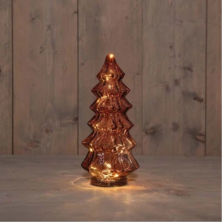 Kerstboompje Glas LED Ø13,5x26 cm - Bordeaux - afbeelding 2