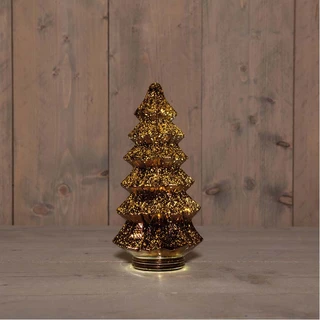 Kerstboompje Glas LED Ø13,5x26 cm - Metallic Brons - afbeelding 2