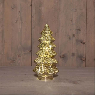 Kerstboompje Glas LED Ø13,5x26 cm - Metallic Goud - afbeelding 2