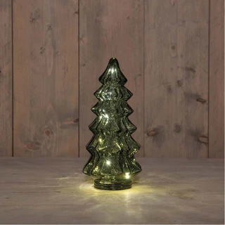 Kerstboompje Glas LED Ø13,5x26 cm - Groen - afbeelding 2